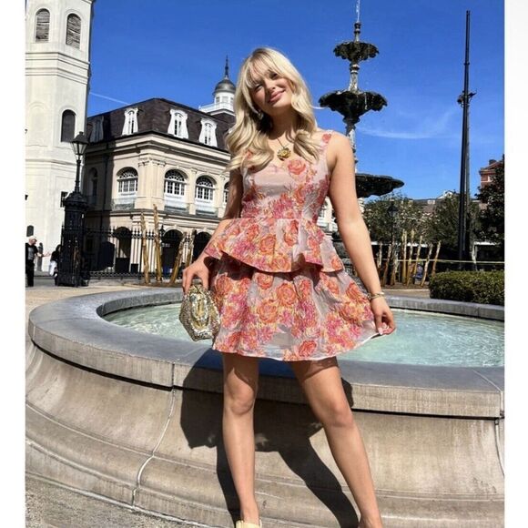 NWOT Elliatt Commitment Floral Ruffle Mini Dress Size Small - Picture 1 of 13